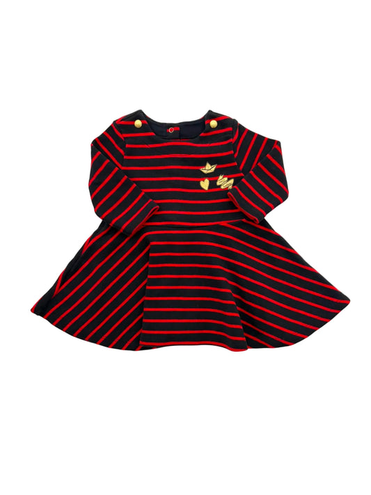 Petit Bateau Red & Blue Striped Dress (3M)