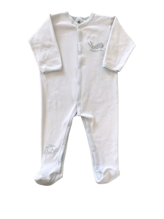 Petit Bateau Light Blue Bunny Sleepsuit (12M)