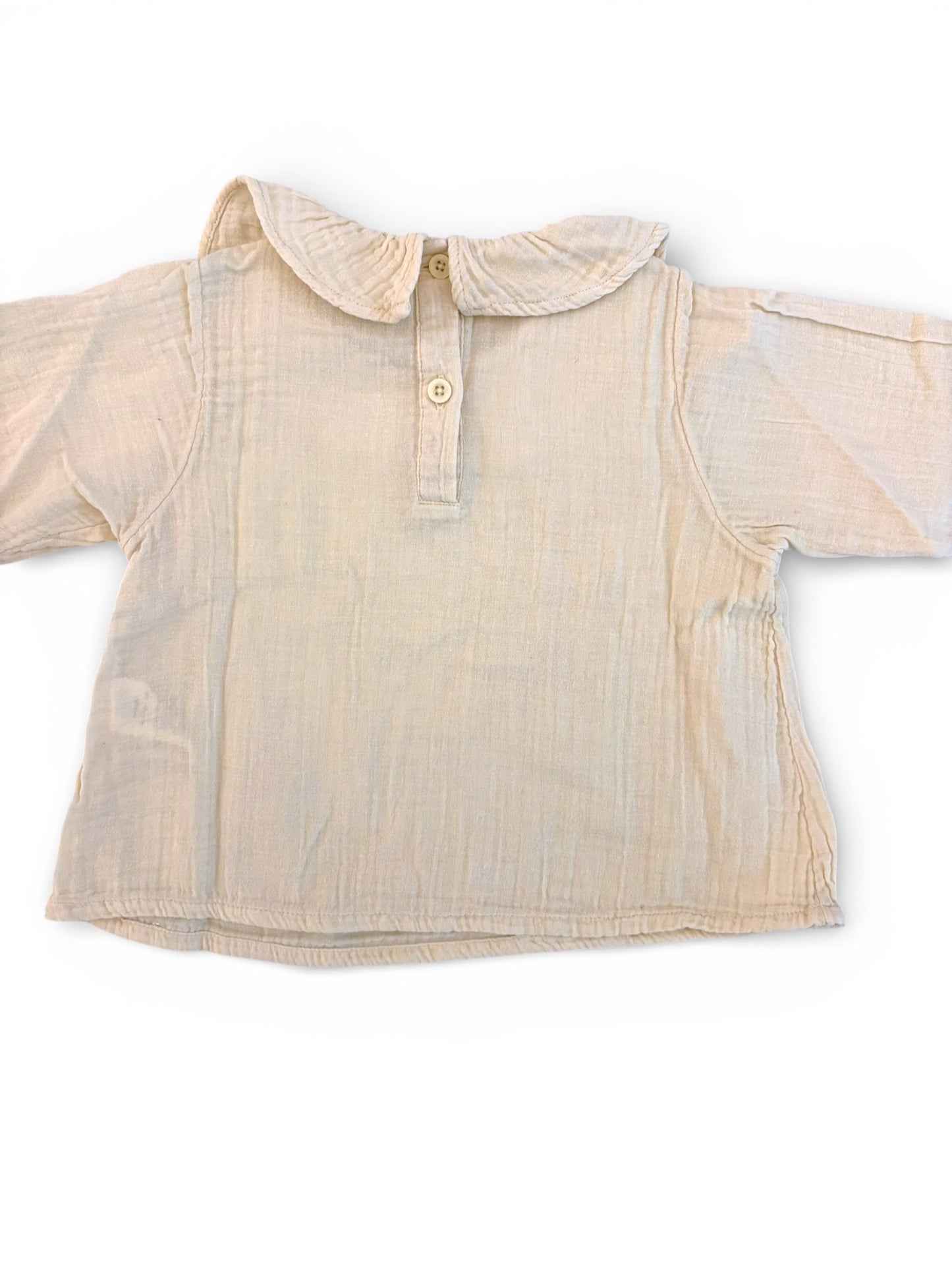 Petit Bateau Cream Muslin Ruffle Blouse (24M / 86)