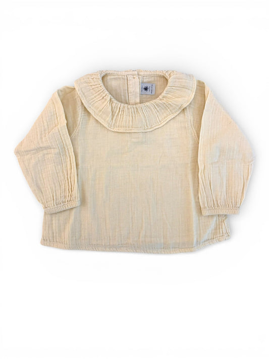 Petit Bateau Cream Muslin Ruffle Blouse (24M / 86)