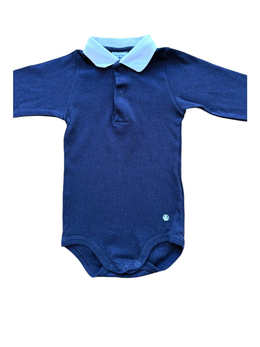 Petit Bateau Navy Polo Bodysuit (6M / 67)