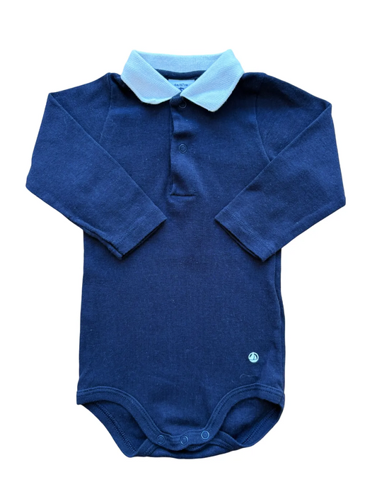 Petit Bateau Navy Polo Bodysuit (6M / 67)
