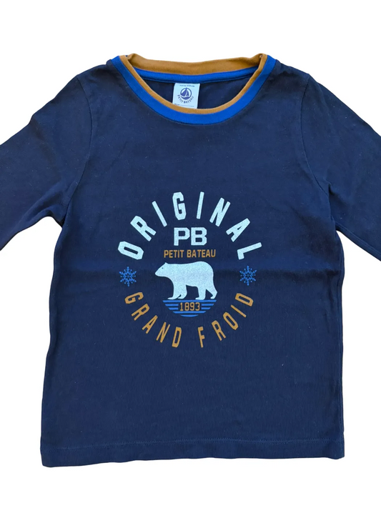 Petit Bateau Navy Polar Bear Long Sleeve T-Shirt (3Y / 95)