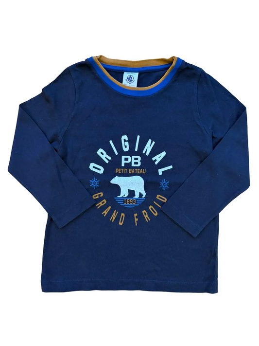Petit Bateau Navy Polar Bear Long Sleeve T-Shirt (3Y / 95)