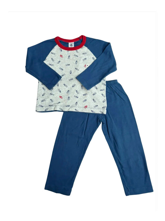 Petit Bateau Blue & Grey Robot Pajama Set (3Y / 95)