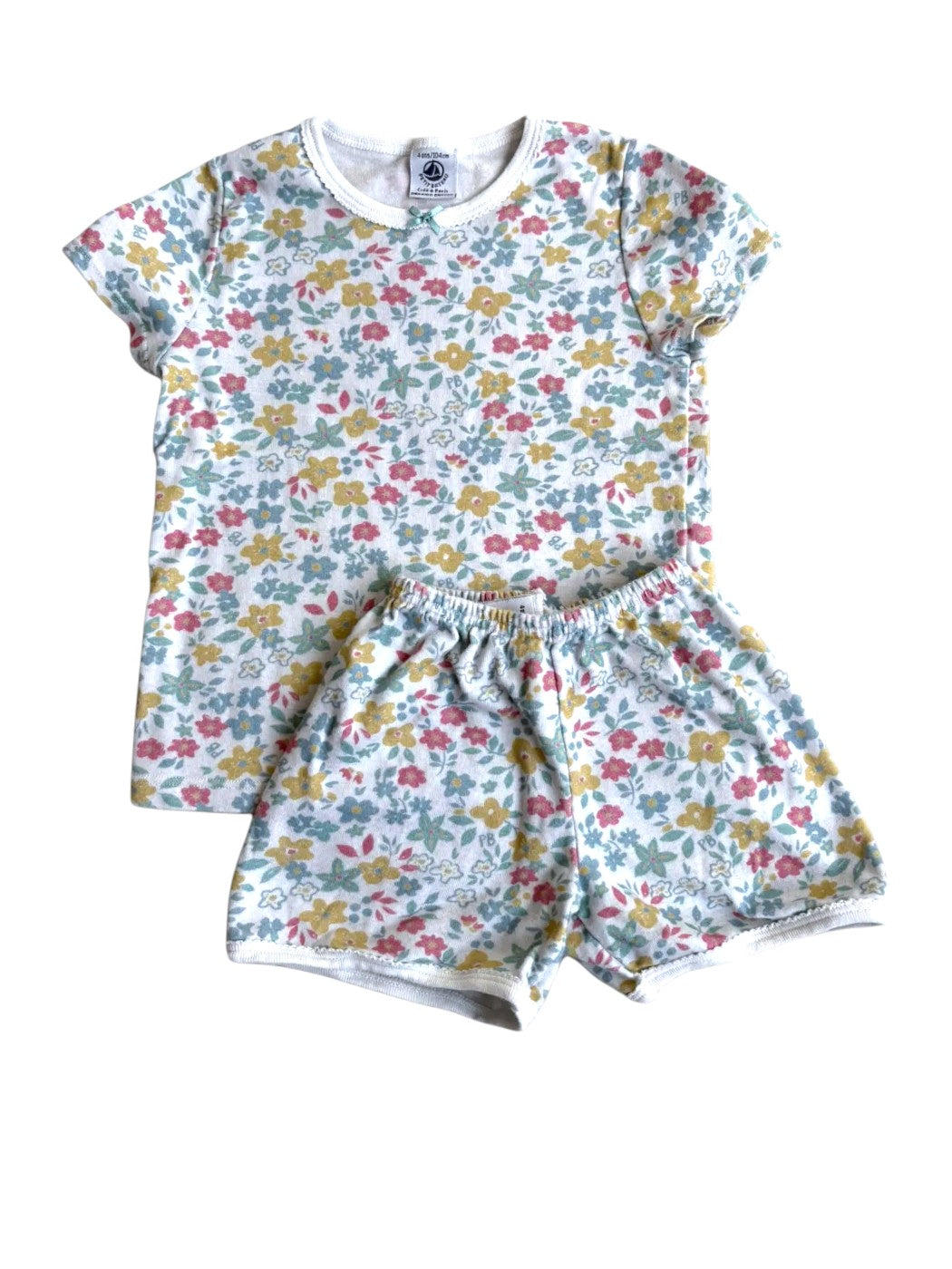 Petit Bateau Multi Floral Pajama Set - Shorts size 4Y - second hand baby clothing
