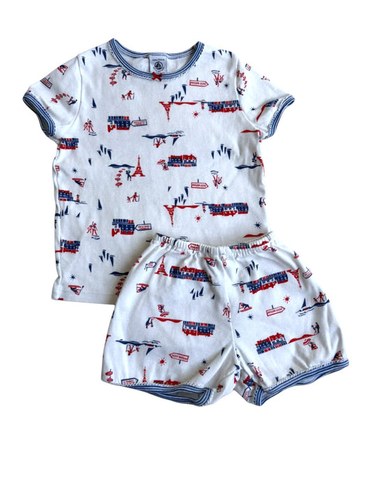 Petit Bateau Pyjama-Set mit Paris-Motiv – Shorts (4 Jahre)