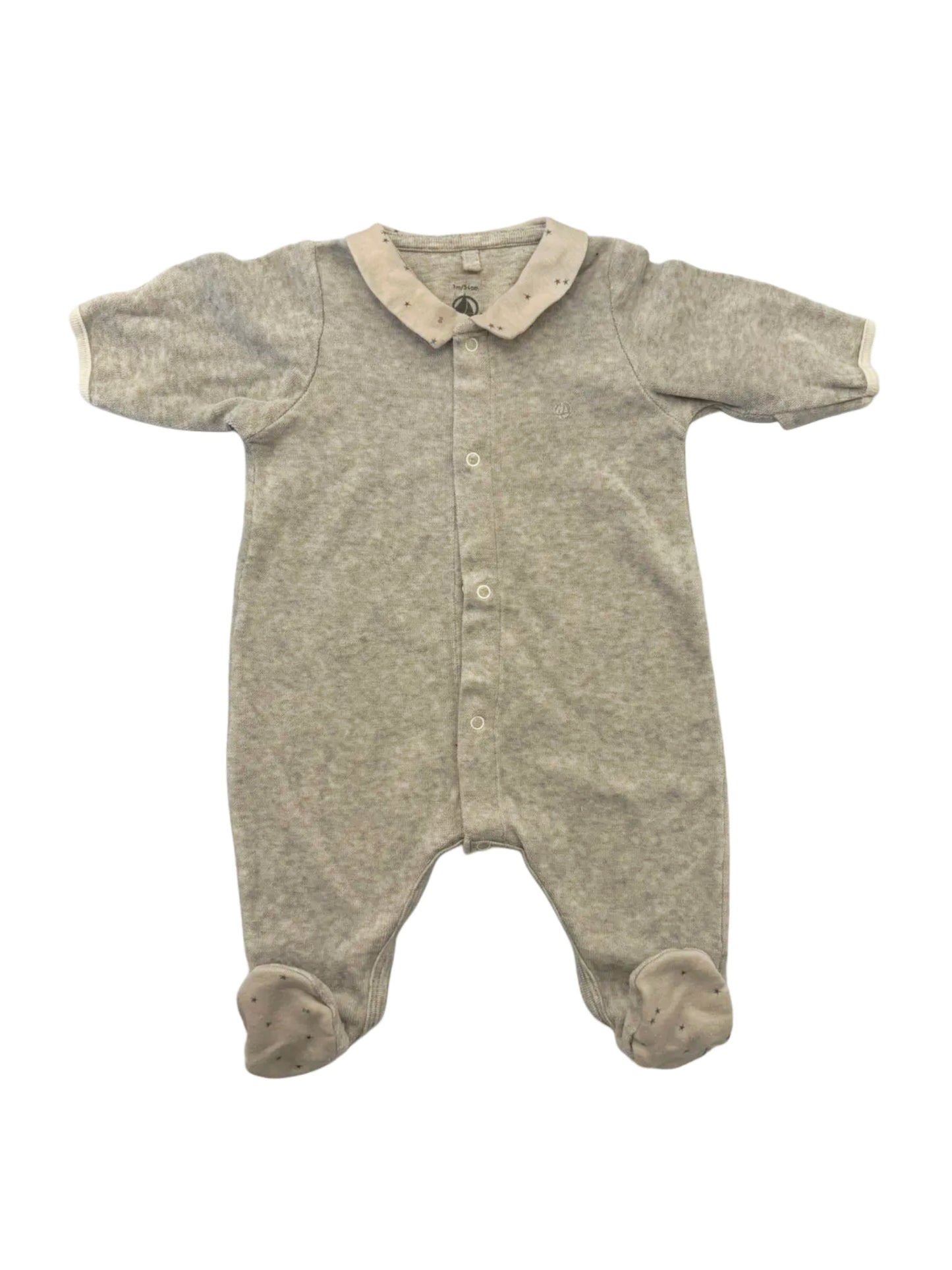 Petit Bateau Grey Velour Pajamas (1M)