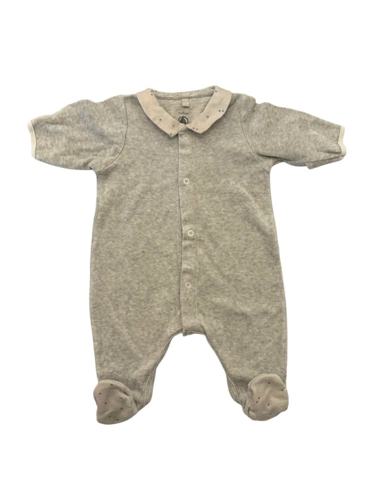 Petit Bateau Grey Velour Pajamas (1M)