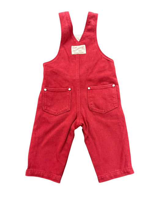 Petit Bateau Red Corduroy Overalls (6M)