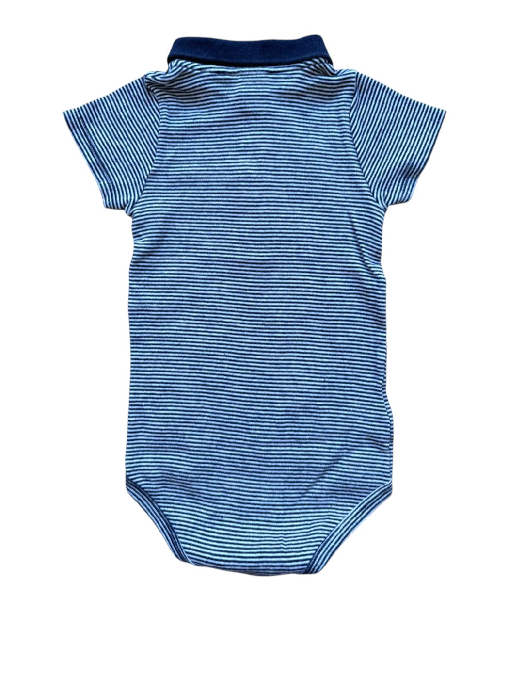 Petit Bateau Navy & White Striped Polo Bodysuit size 2Y / 86 - second hand baby clothing