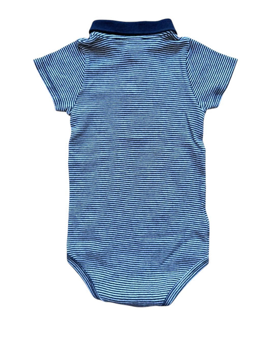 Petit Bateau Navy & White Striped Polo Bodysuit size 2Y / 86 - second hand baby clothing