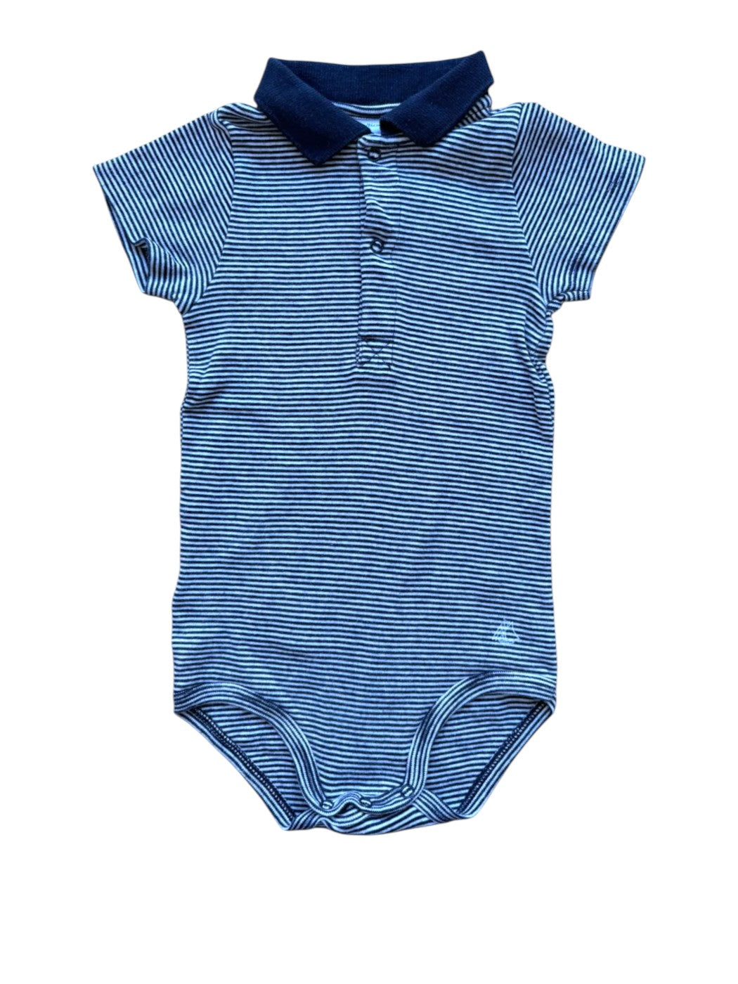 Petit Bateau Navy & White Striped Polo Bodysuit size 2Y / 86 - second hand baby clothing