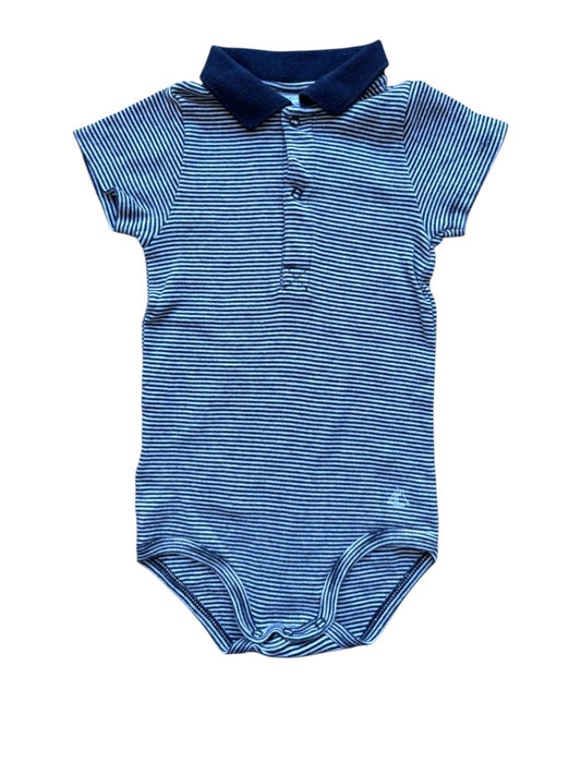 Petit Bateau Navy & White Striped Polo Bodysuit size 2Y / 86 - second hand baby clothing
