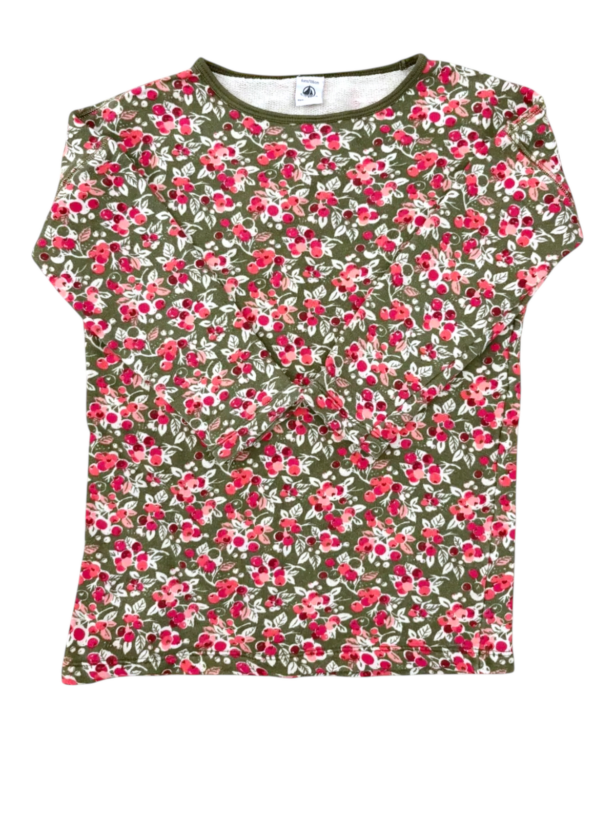 Petit Bateau Green Floral Tunic size 6Y - second hand baby clothing