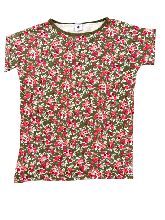 Petit Bateau Green Floral Tunic size 6Y - second hand baby clothing