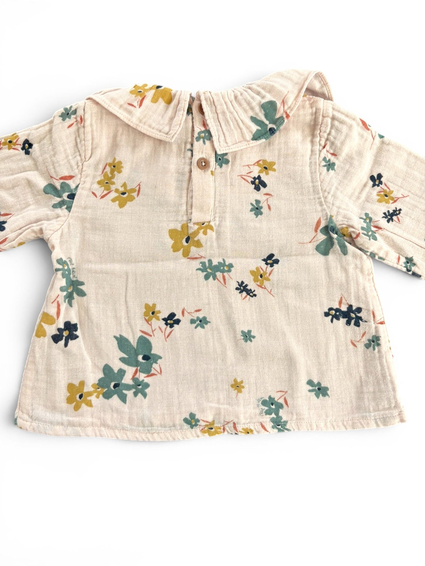 Petit Bateau Pink Floral Muslin Blouse size 18M - second hand baby clothing