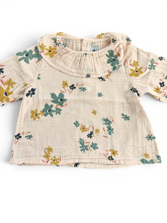 Petit Bateau Pink Floral Muslin Blouse (18M)