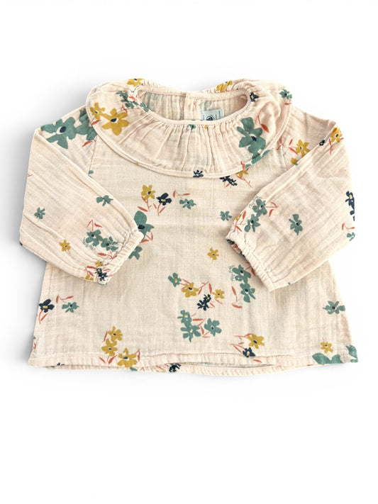 Petit Bateau Pink Floral Muslin Blouse (18M)