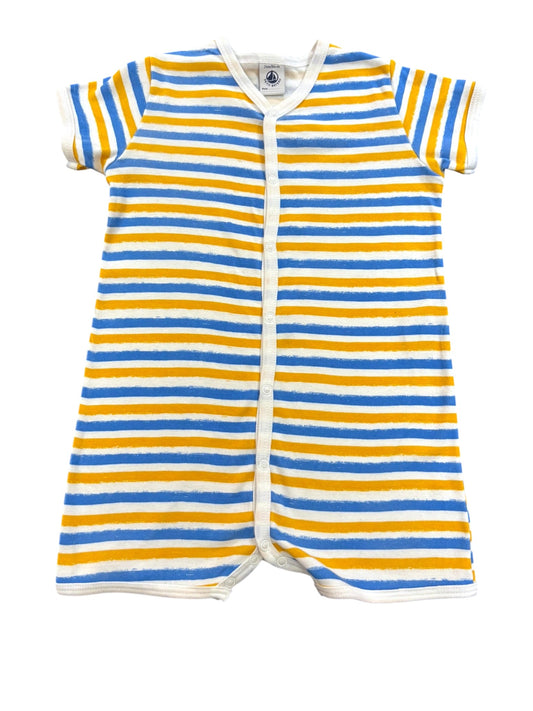 Petit Bateau Yellow Blue Stripe Romper (24M / 86)