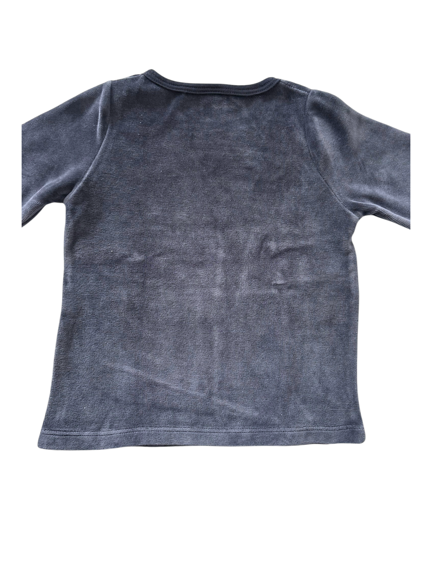 Petit Bateau Boy Navy Sailboat Velour Top, 2Y / 86