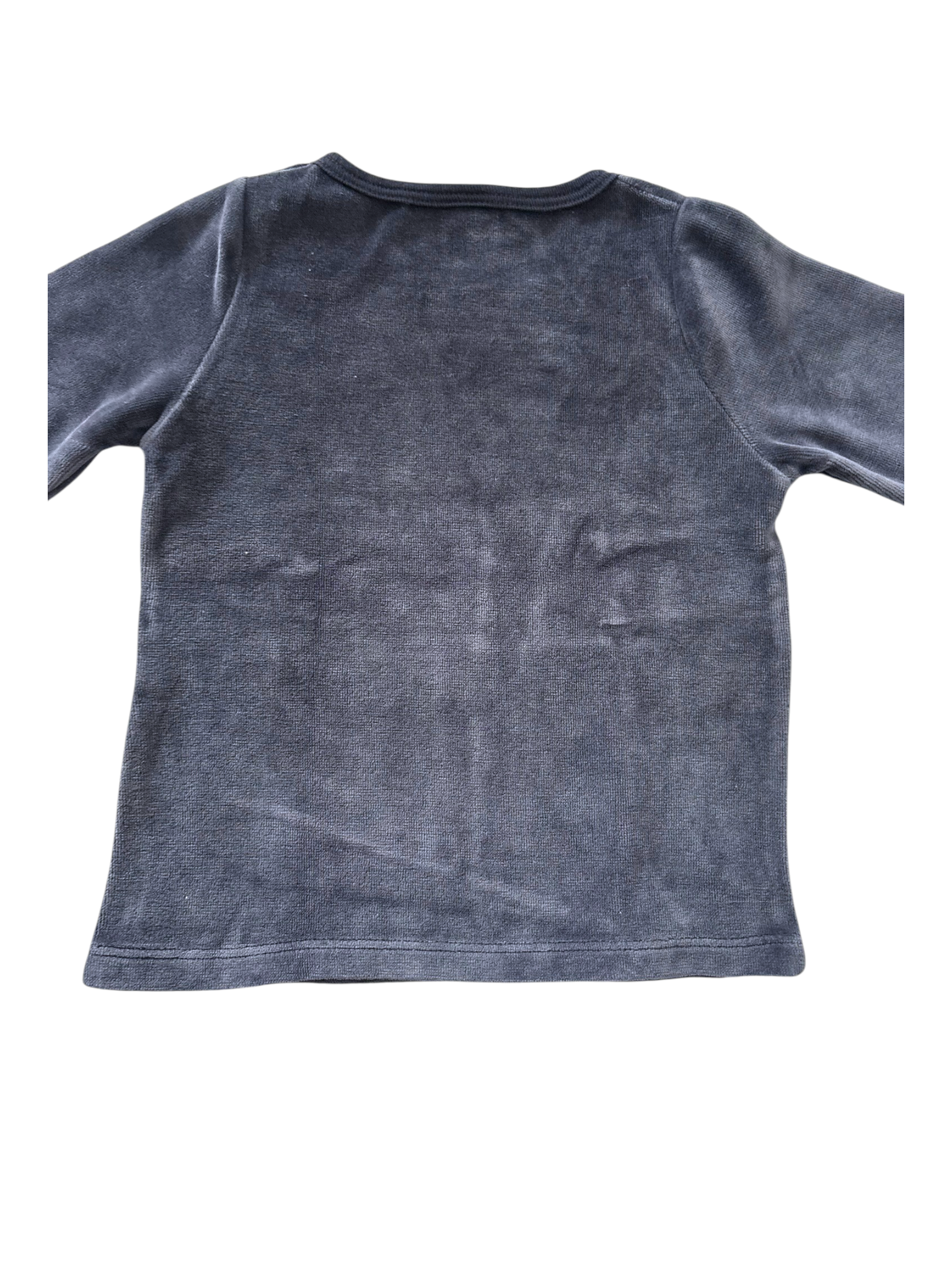 Petit Bateau Boy Navy Sailboat Velour Top, 2Y / 86