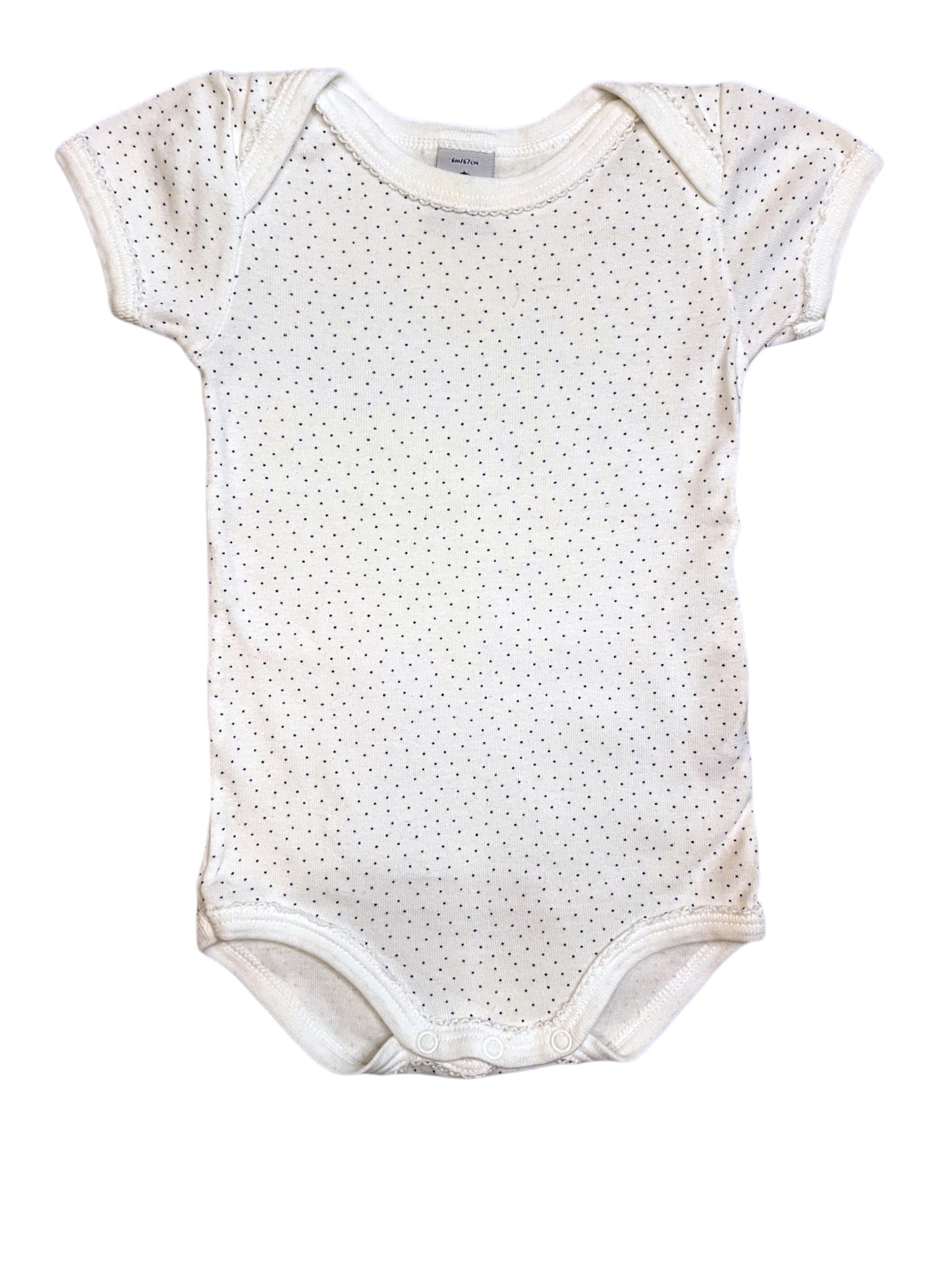 Petit Bateau Short Sleeve Bodysuit with Small Blue Dots size 6M (67 cm) - second hand baby clothing
