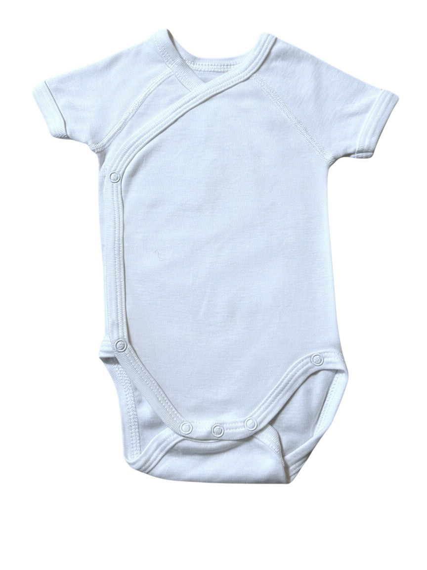 Petit Bateau Wrapover Bodysuit, Short-Sleeved size Newborn (50cm) - second hand baby clothing