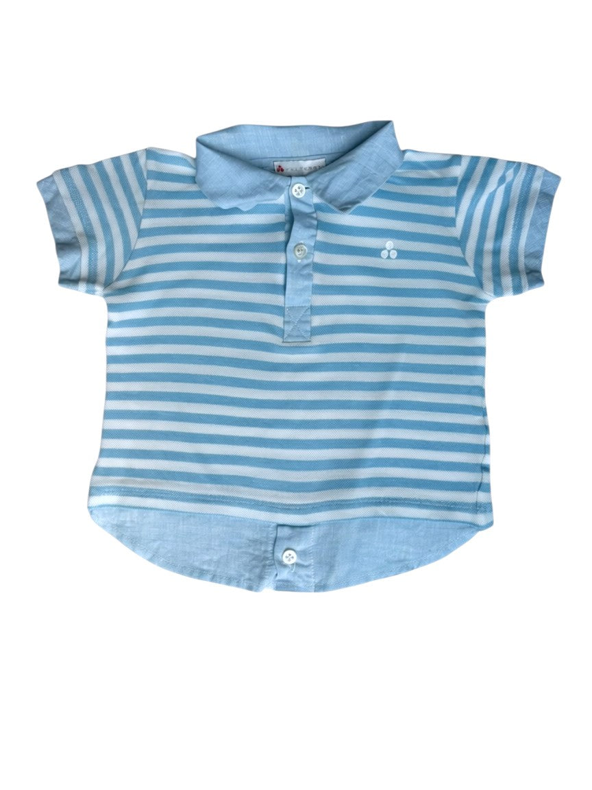 Peuterey Blue Striped Polo size 12M - second hand baby clothing