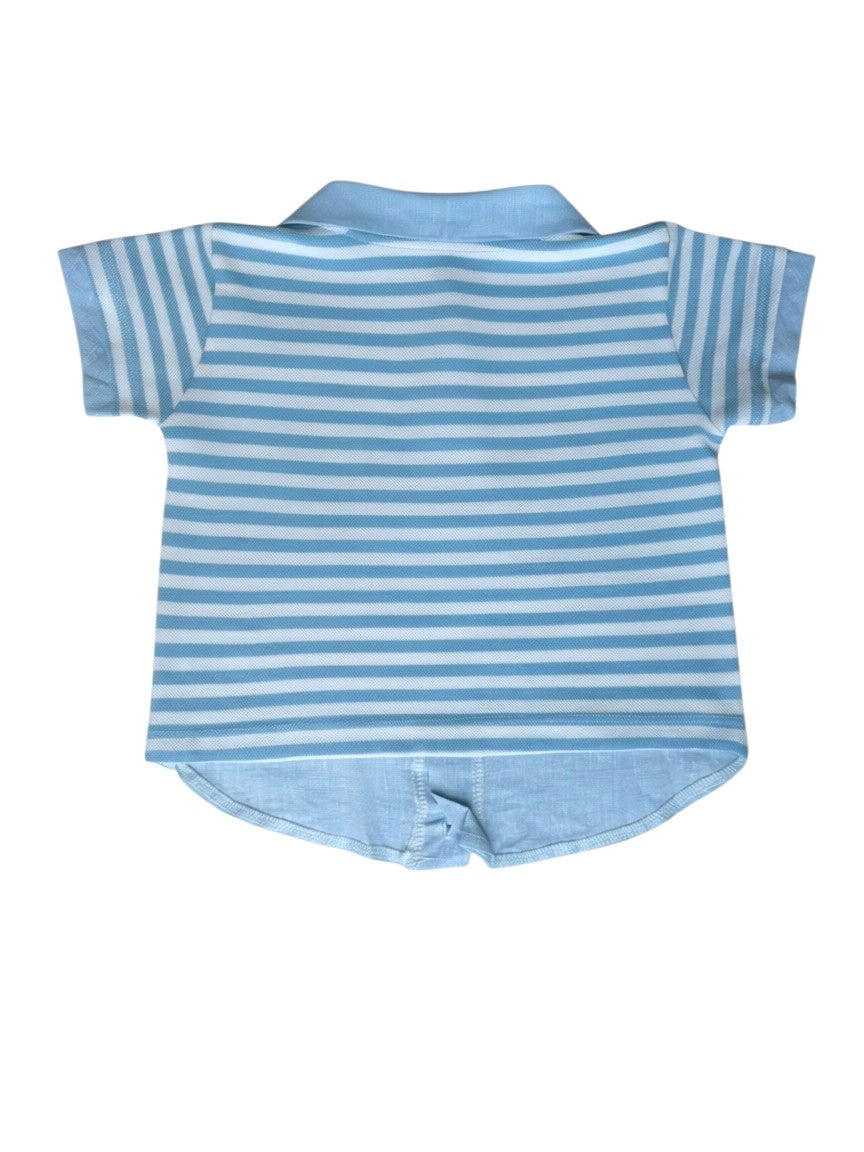 Peuterey Blue Striped Polo size 12M - second hand baby clothing