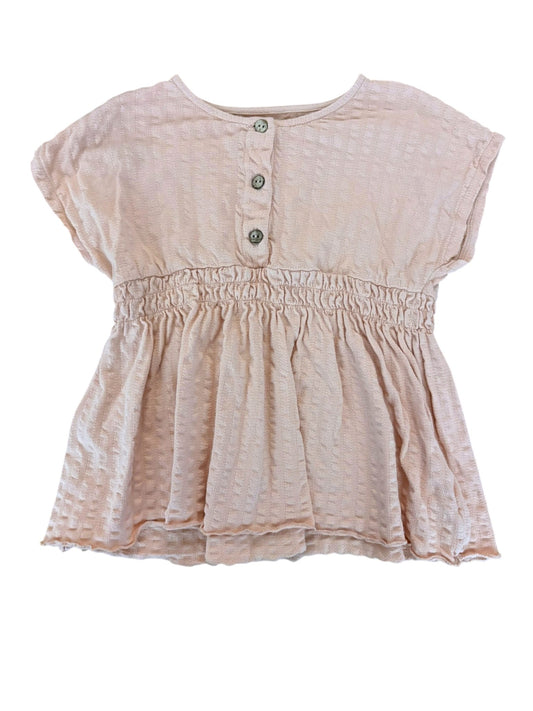 Play Up Girl Peach Seersucker Smocked Waist Top, 3Y - second hand baby clothing
