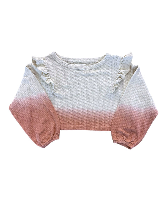 Play Up Girl Cream Pink Dip-Dye Ruffle Knit Sweater, 2Y - second hand baby clothing