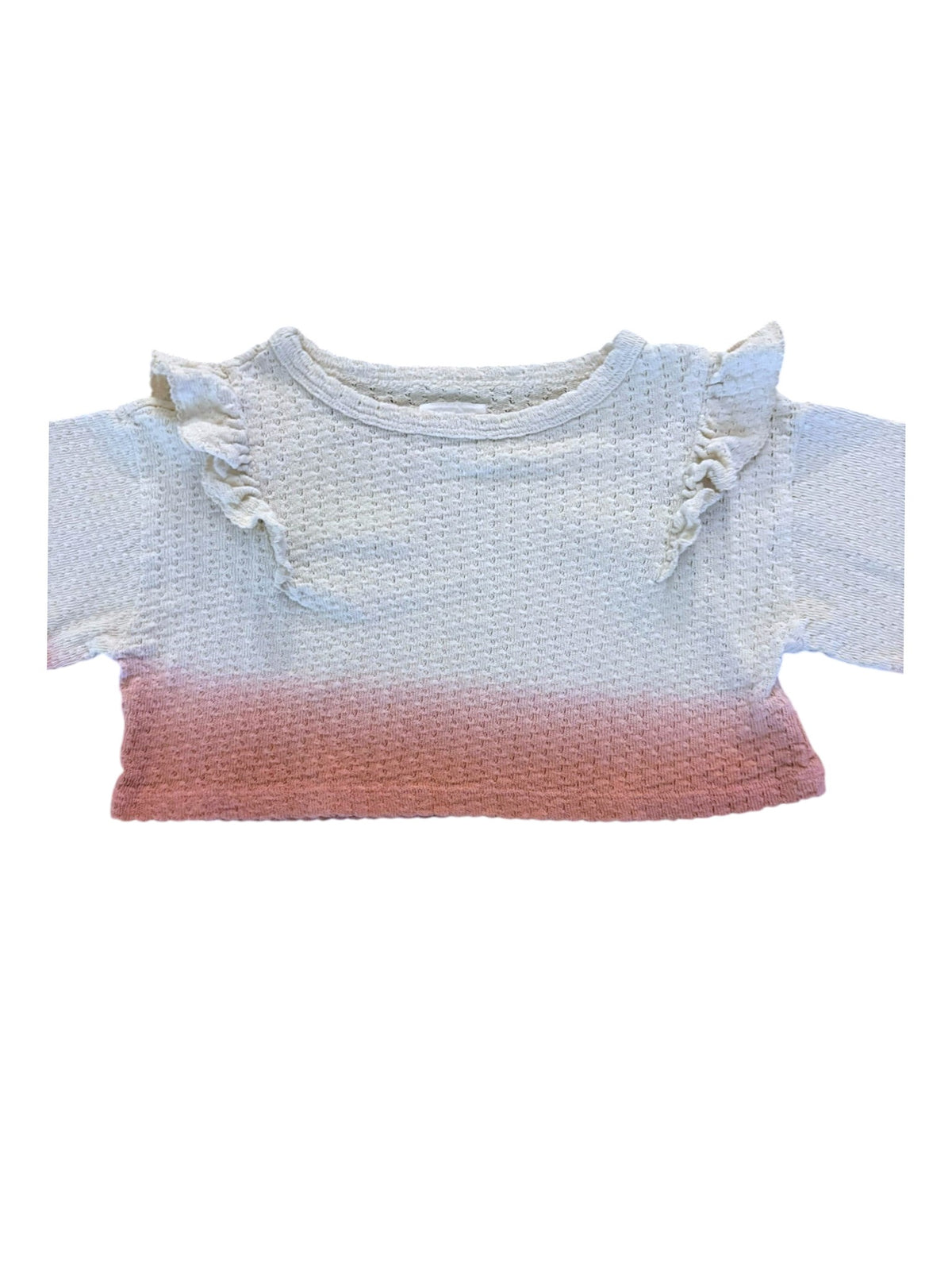 Play Up Girl Cream Pink Dip-Dye Ruffle Knit Sweater, 2Y - second hand baby clothing