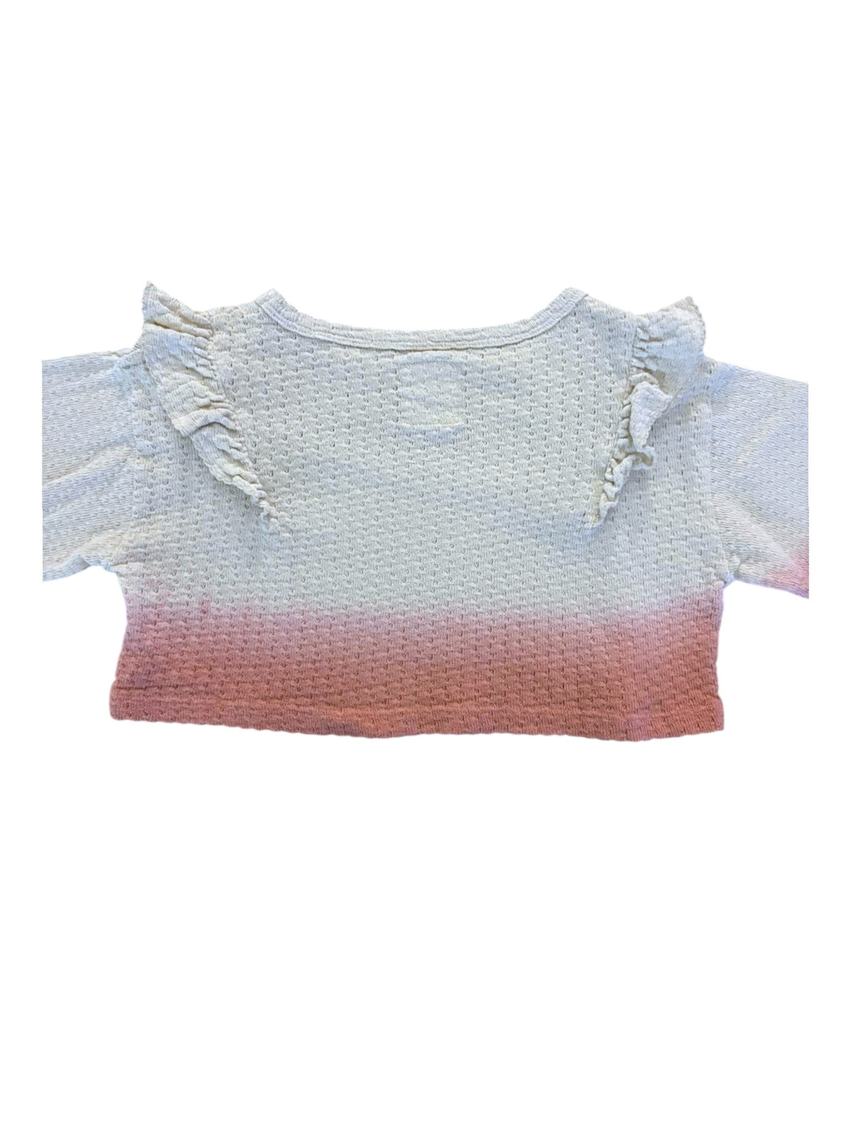 Play Up Girl Cream Pink Dip-Dye Ruffle Knit Sweater, 2Y - second hand baby clothing