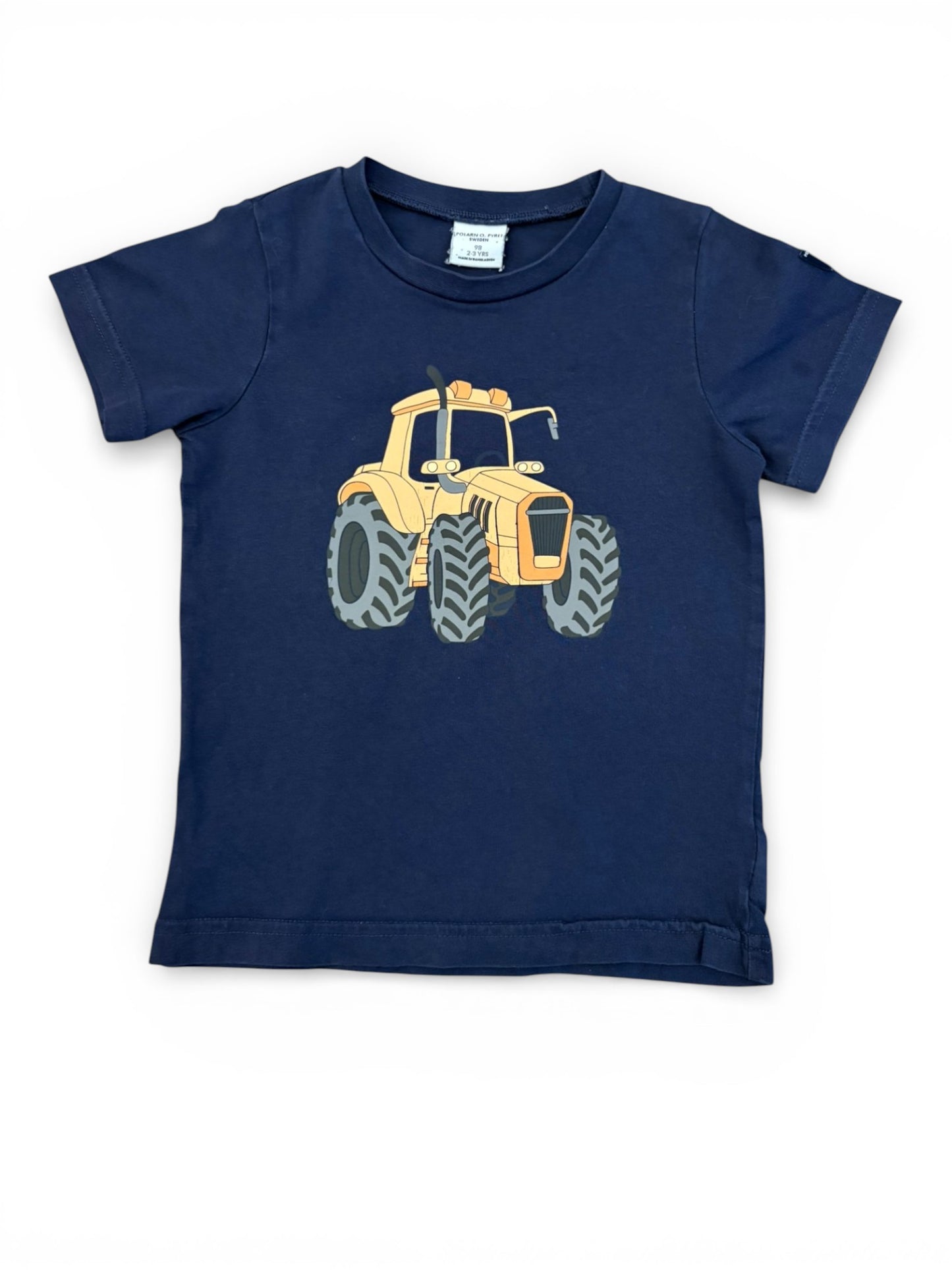 Polarn O. Pyret Navy Tractor T-Shirt size 2-3Y / 98 - second hand baby clothing
