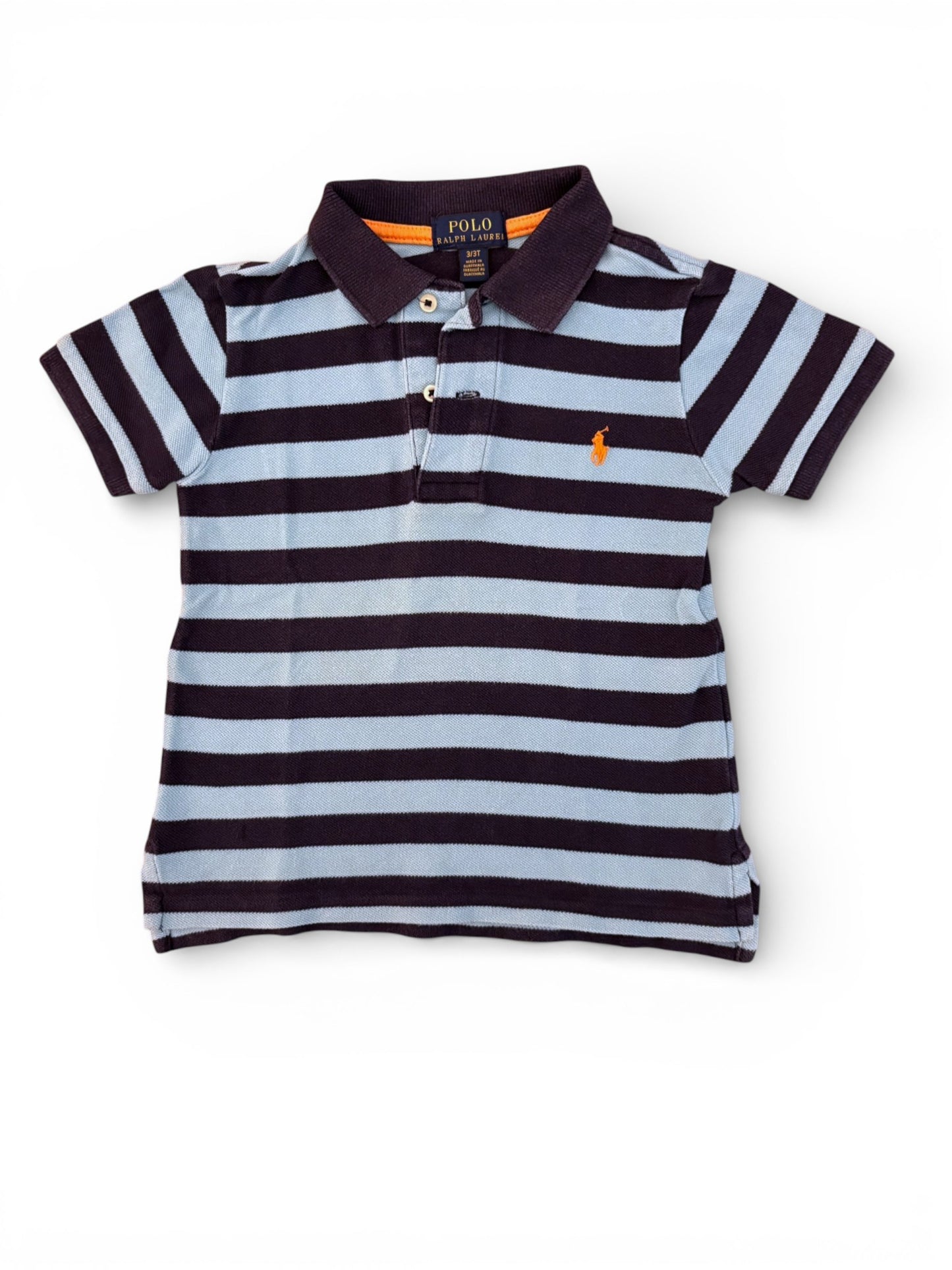 Polo Ralph Lauren Blue & Navy Striped Polo Shirt (3Y)