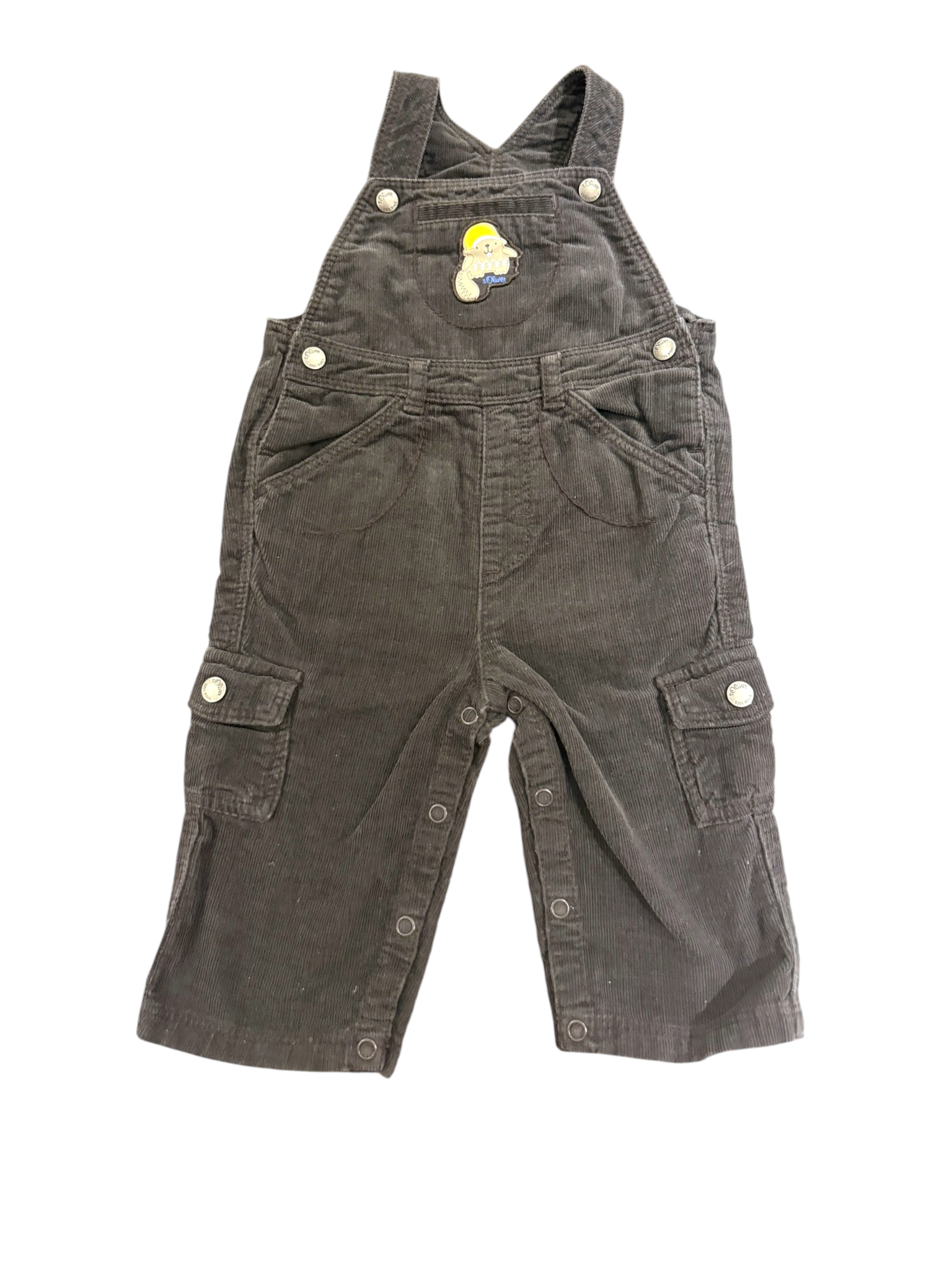 s.Oliver Boy Dark Brown Corduroy Dungarees, 6M / 68 - second hand baby clothing