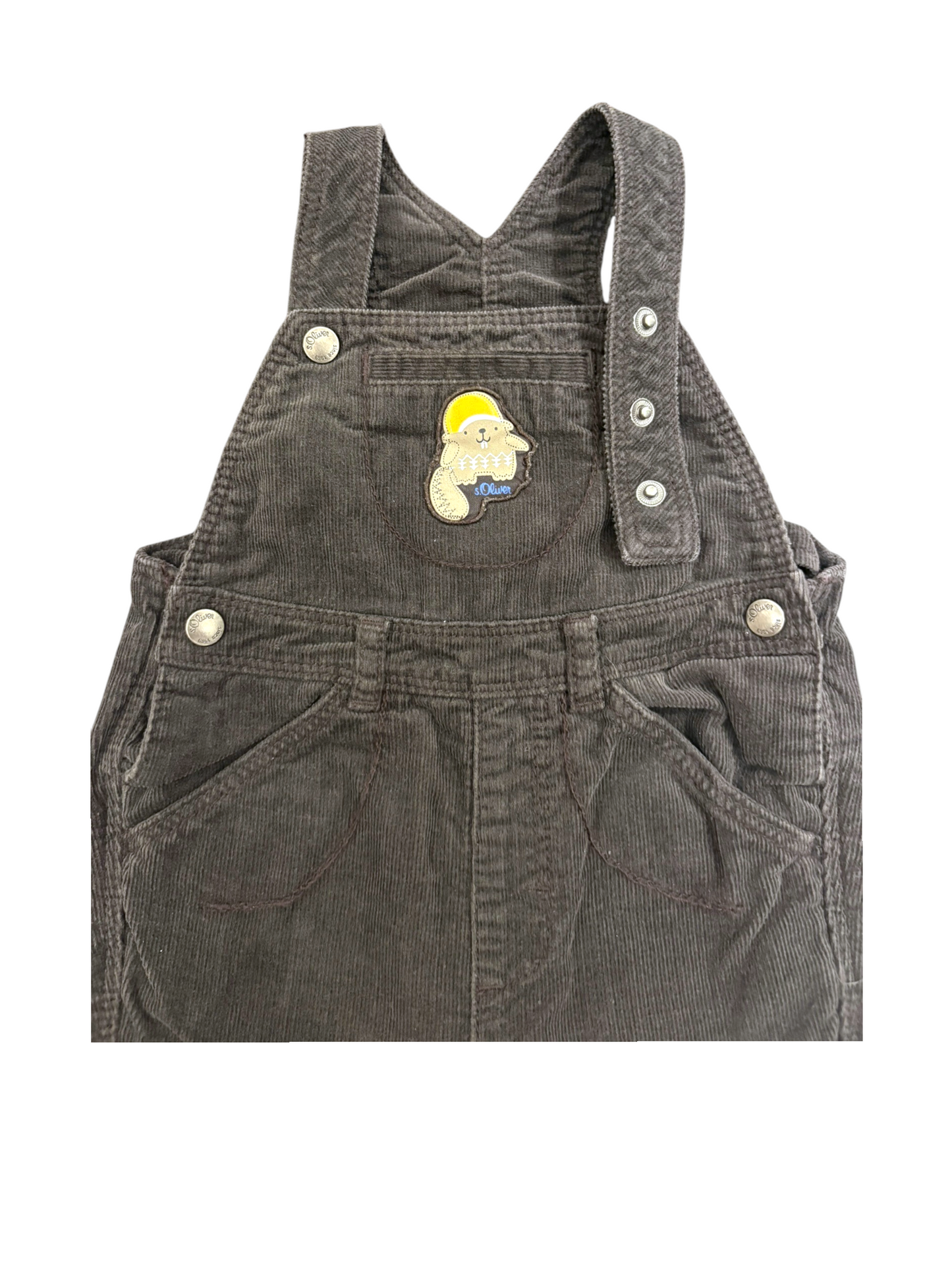 s.Oliver Boy Dark Brown Corduroy Dungarees, 6M / 68 - second hand baby clothing