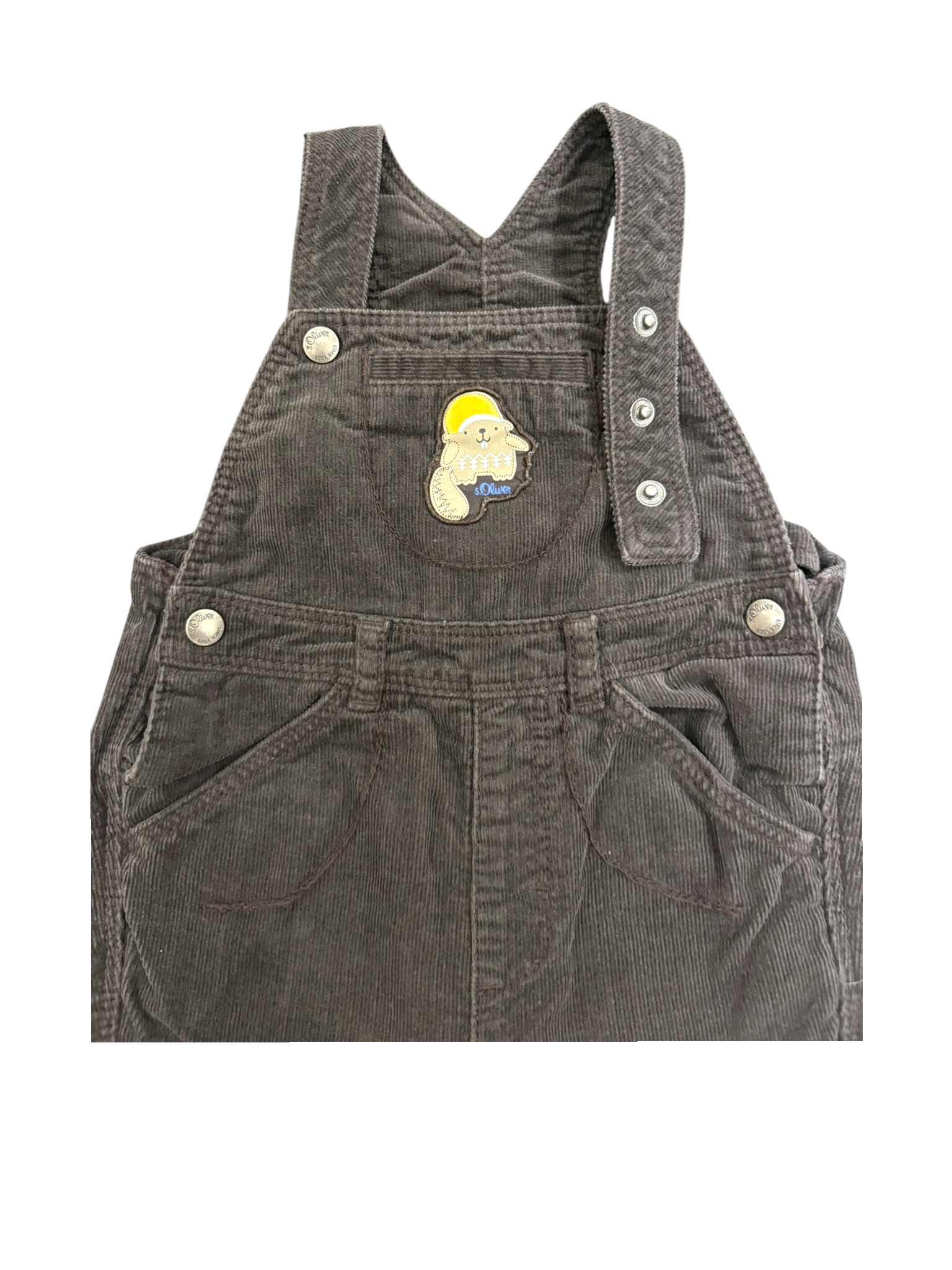 s.Oliver Boy Dark Brown Corduroy Dungarees, 6M / 68 - second hand baby clothing