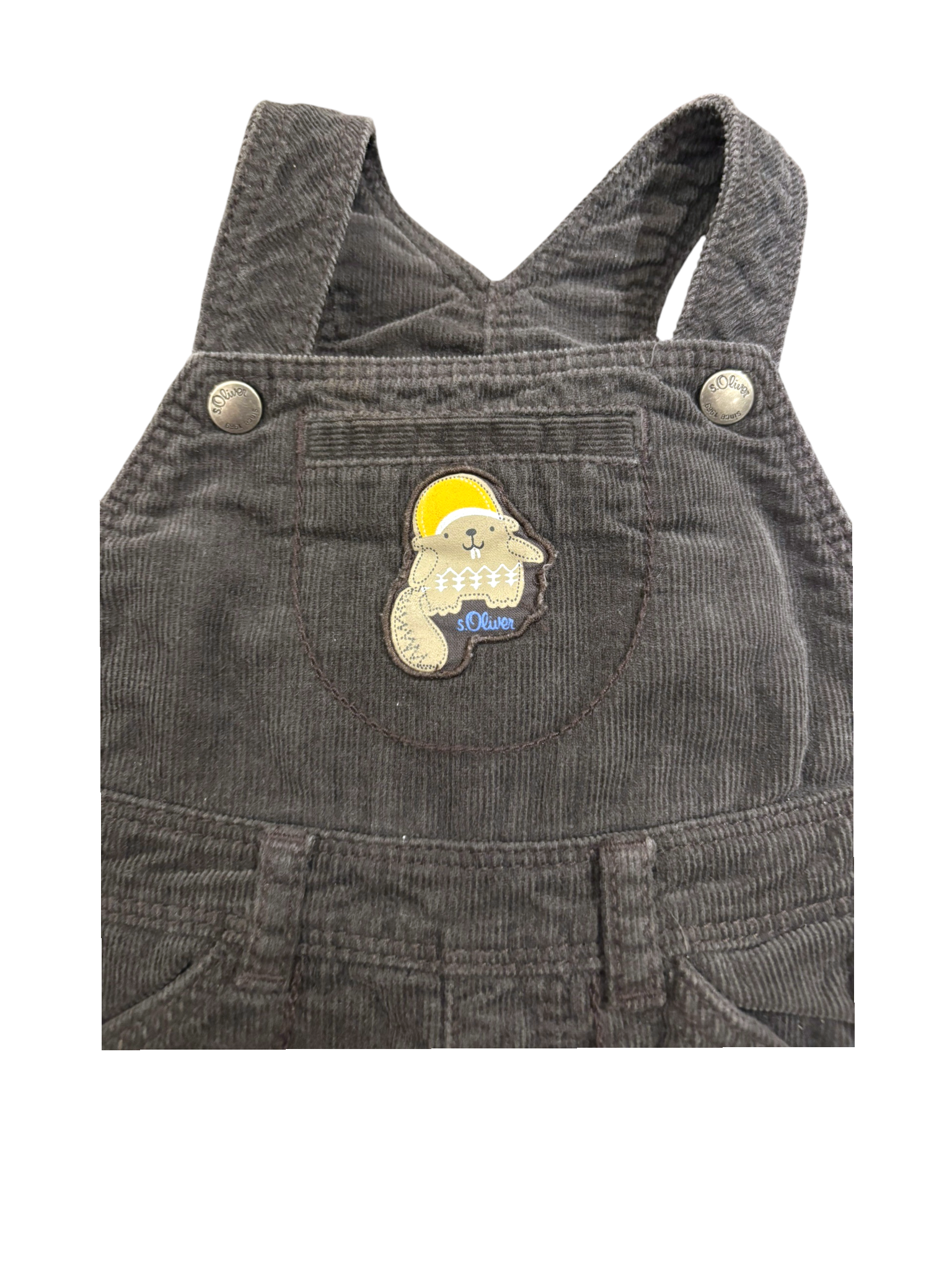 s.Oliver Boy Dark Brown Corduroy Dungarees, 6M / 68 - second hand baby clothing