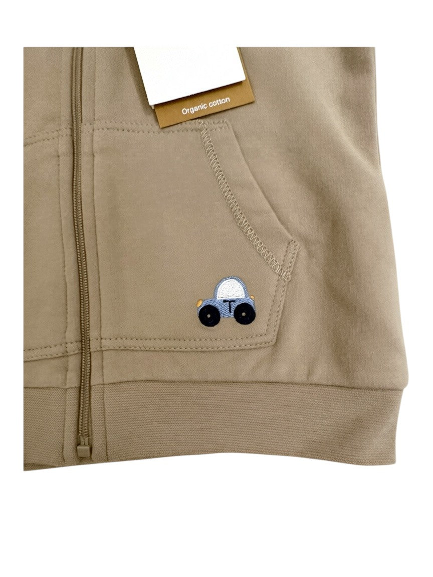 s.Oliver Boy Beige Car Cotton Zip-Up Hooded Jacket, 9M / 74, 18M / 86