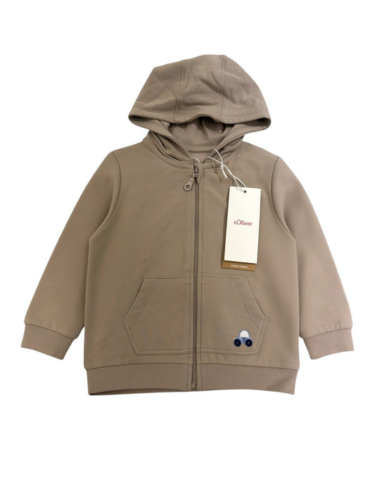 s.Oliver Boy Beige Car Cotton Zip-Up Hooded Jacket, 9M / 74, 18M / 86