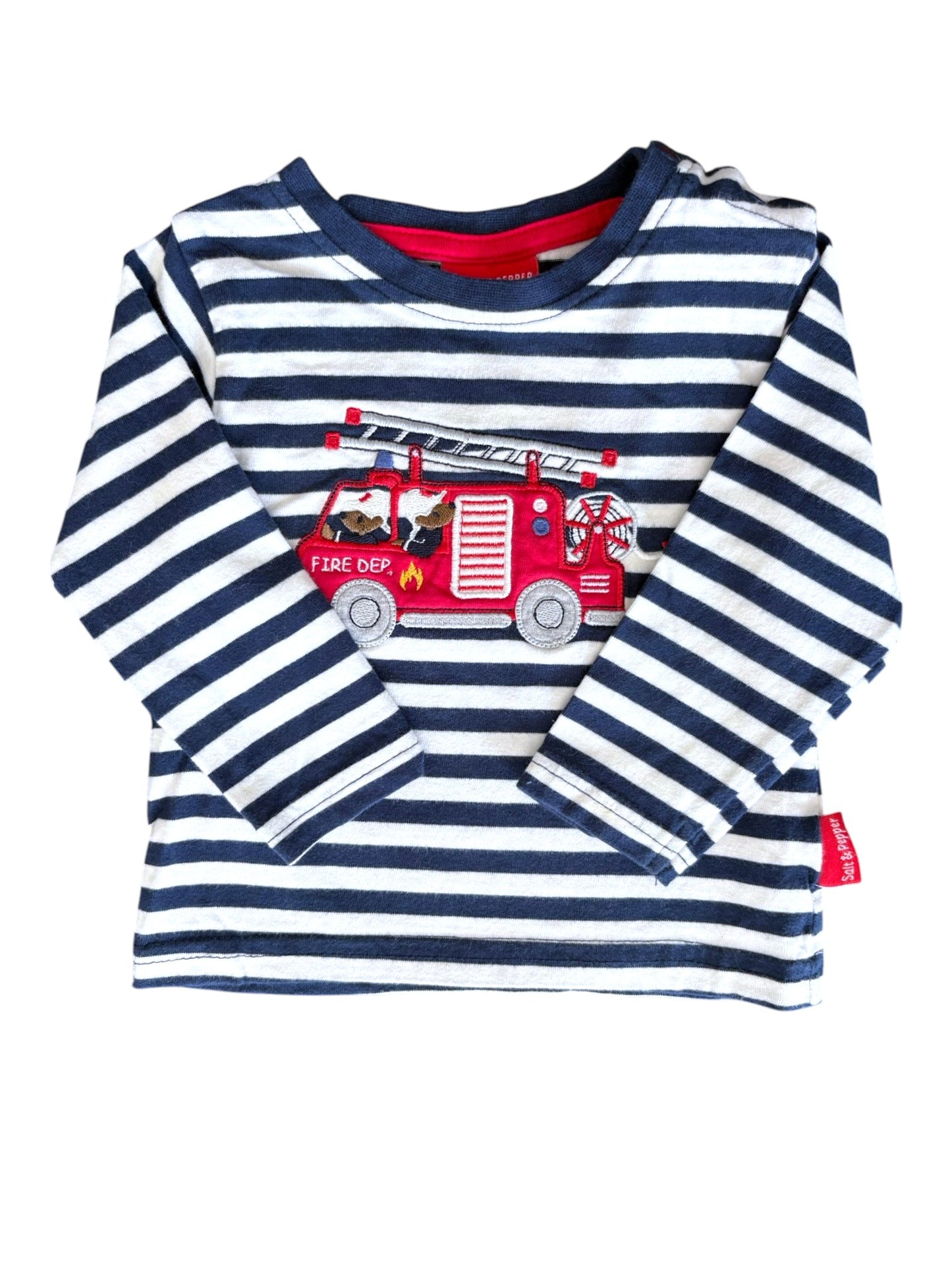 Salt & Pepper Navy & White Long-Sleeve Top (5-6M)