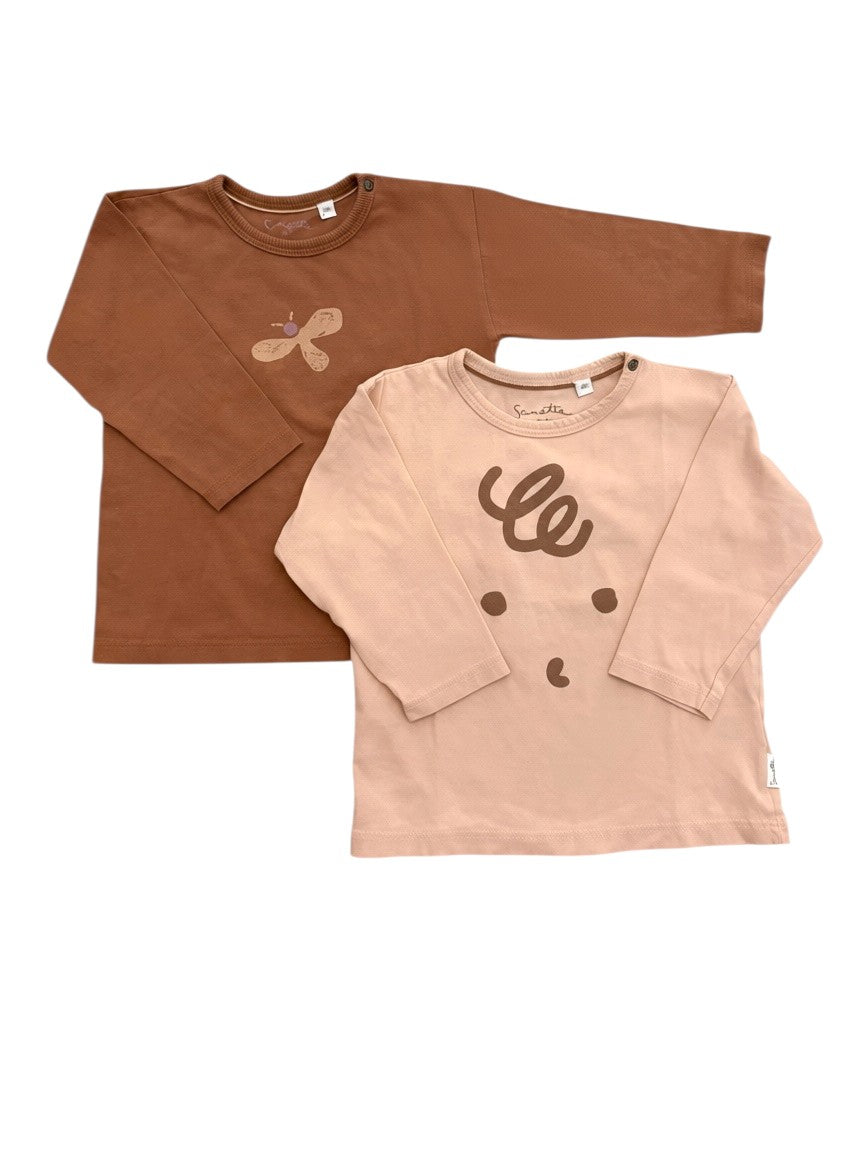 Sanetta Pure Girl Burgundy Rust Pink 4-Piece Cardigan Leggings & Tops Set, 80 - second hand baby clothing