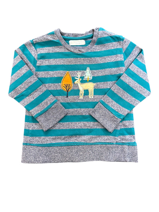 Sense Organics Teal Gray Stripe Long Sleeve Top (9-12M)