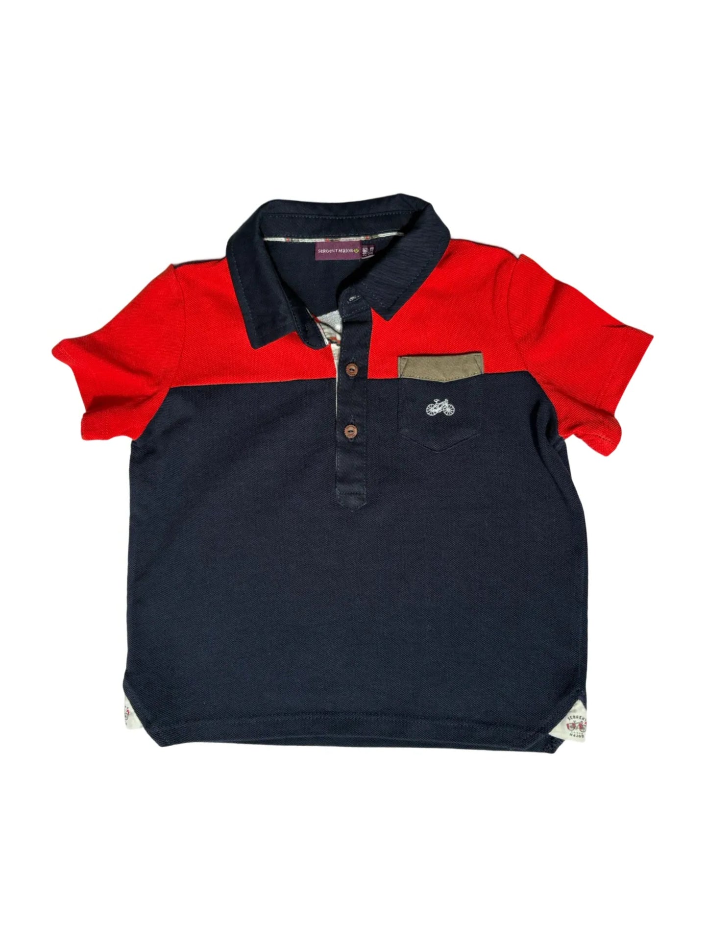 Polo Sergent Major Rouge Marine (2 ans)