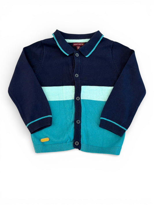 Sergent Major Turquoise & Navy Colorblock Cardigan (24M / 86)