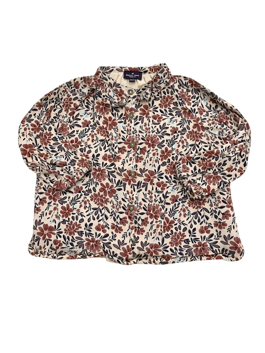 Sergent Major Girl Beige Plum Floral Blouse & Mauve Cable Knit Leggings Set, 3M / 60 - second hand baby clothing