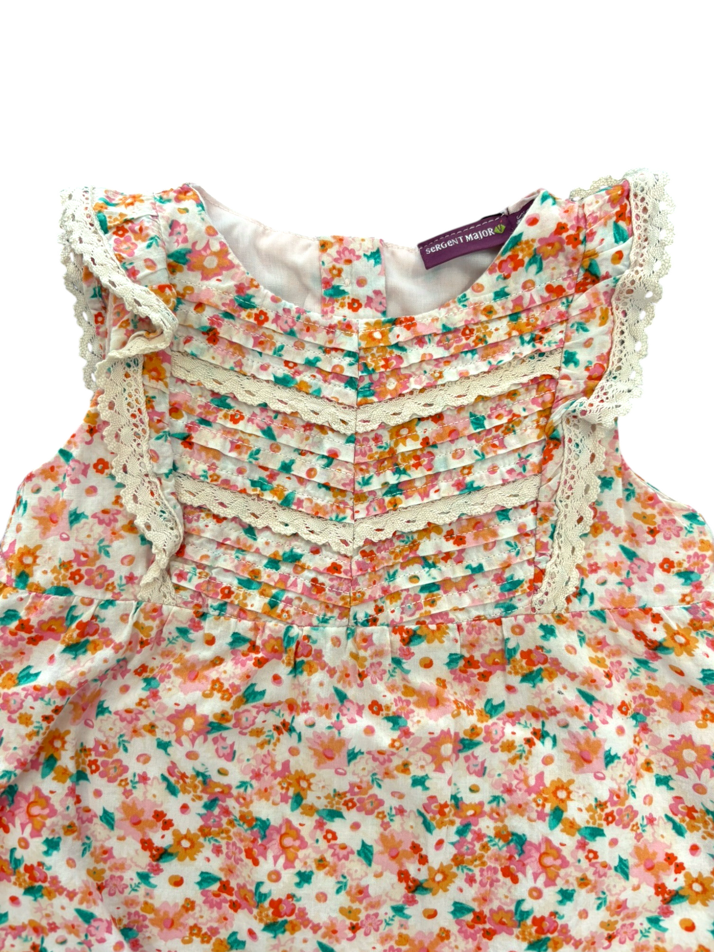 Sergent Major Pink Floral Lace Bubble Romper (3M / 60)