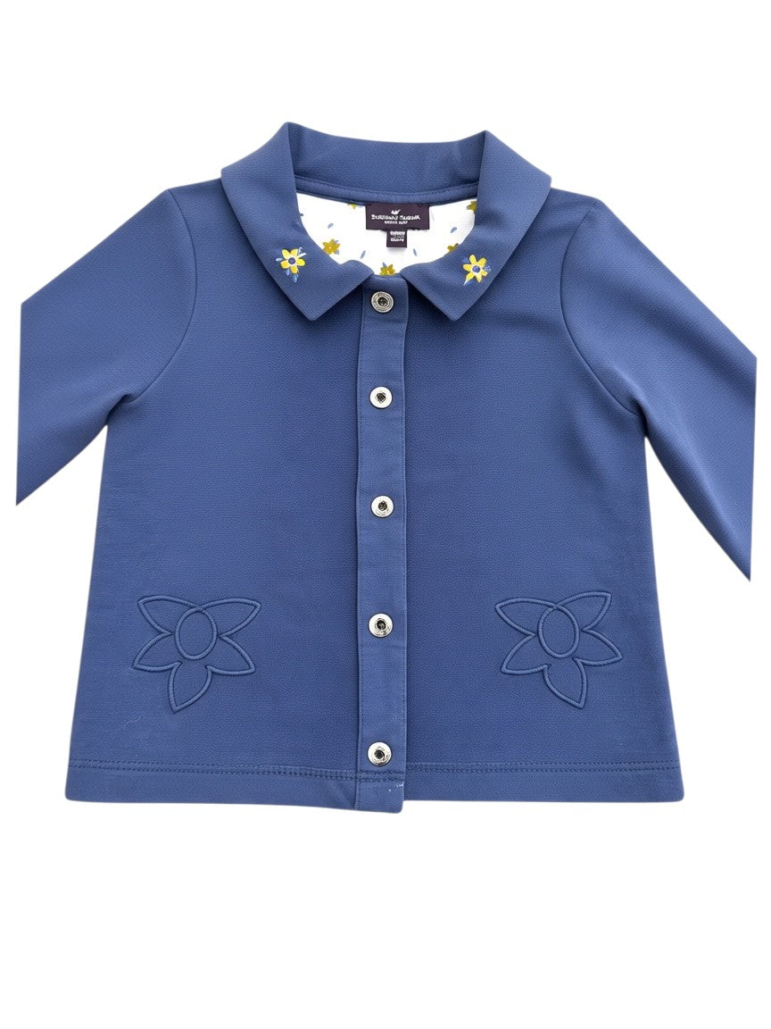 Sergent Major Girl Blue Sun Embroidered Jacket & Floral Leggings Set, 18M / 81 - second hand baby clothing